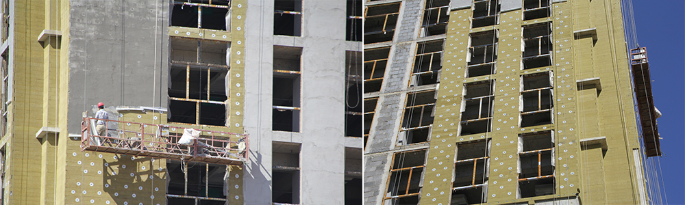 華能中天外墻巖棉板施工現(xiàn)場